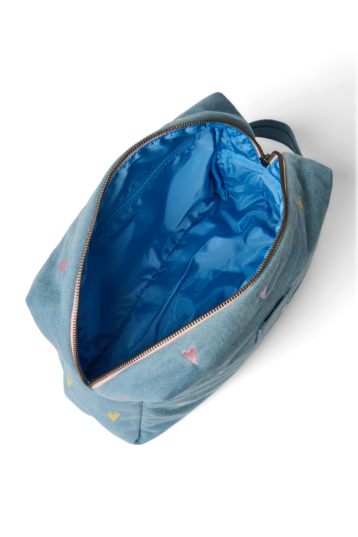 Studio Noos - Kosmetiktasche "Denim Toiletry Bag" | light blue denim hearts