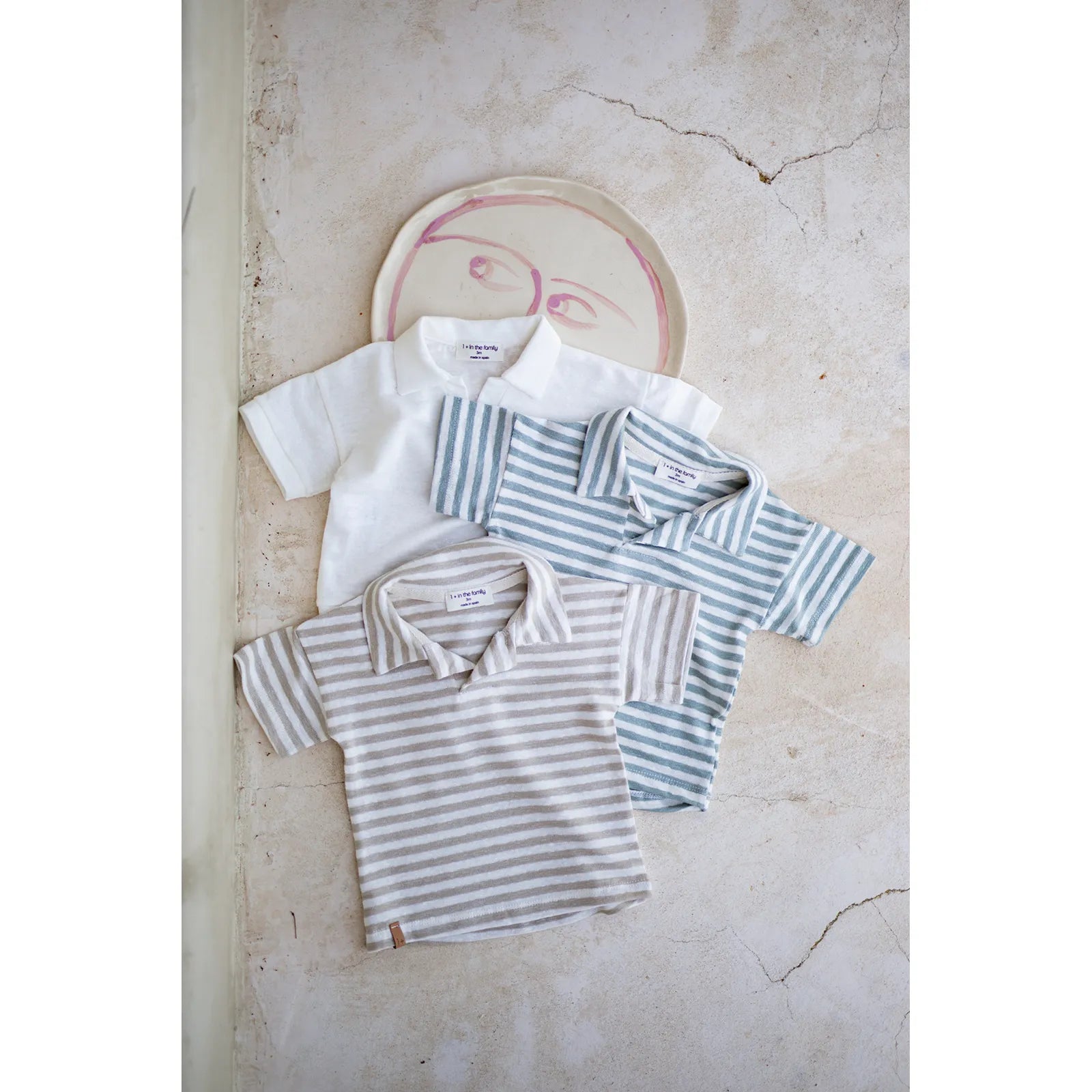 1 + in the Family - Polohemd mit kurzen Ärmeln "VAJOL Plain Linen Jersey" | off-white