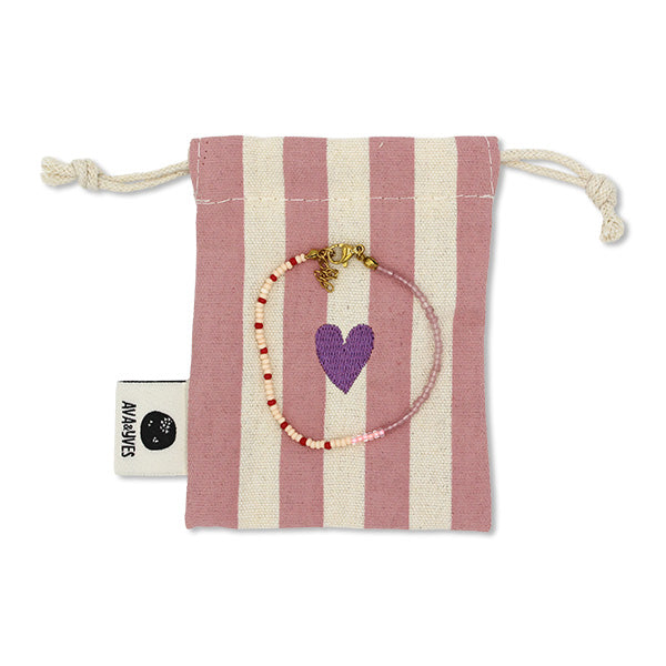 Ava & Yves - Perlenarmband mit Säckchen | rosa creme