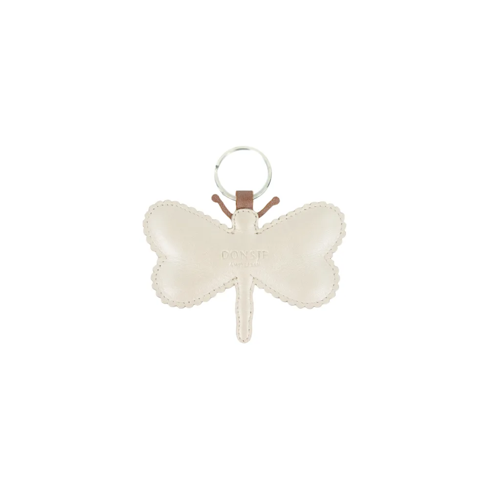 Donsje - Schlüsselanhänger "Alja Chain - Shimmer Libelle" | off white metallic leather