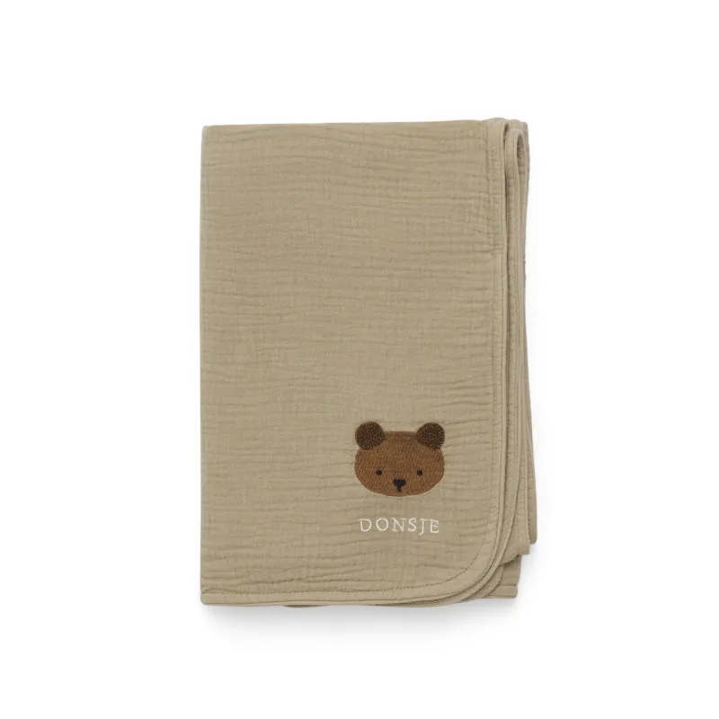 Donsje - Decke "Ploekie Muslin Blanket XL Bear" | taupe