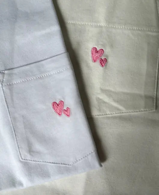 Atelier Rive - Camilla T-Shirt | Milk (weiss) / pinkes Herz Atelier Rive