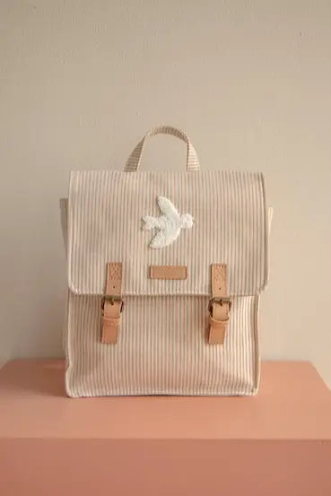 Nanami - Kinderucksack "Backpack - "Stripes Bird" | natur/sand