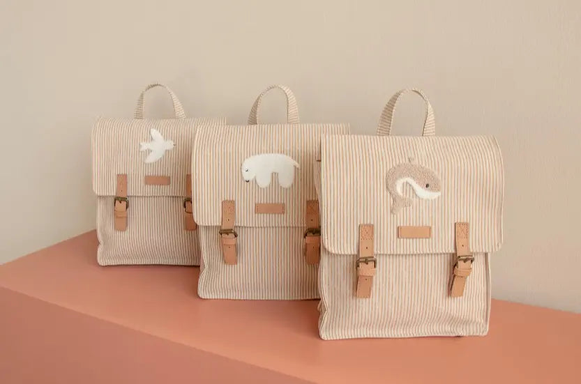 Nanami - Kinderucksack "Backpack - "Stripes Bird" | natur/sand