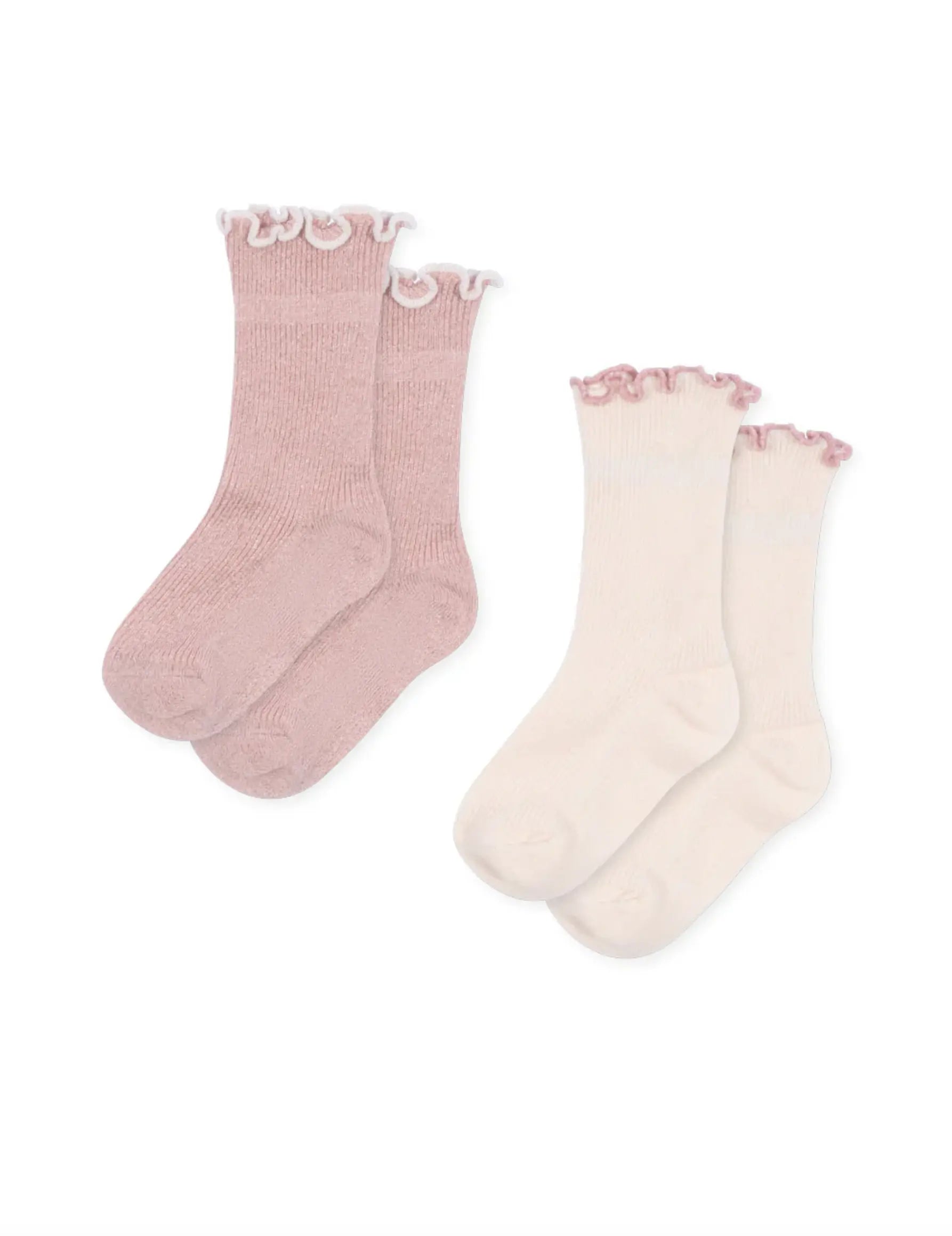 Konges Sløjd - Socken "2 PACK RIB FRILL SOCKS" | rose/off white