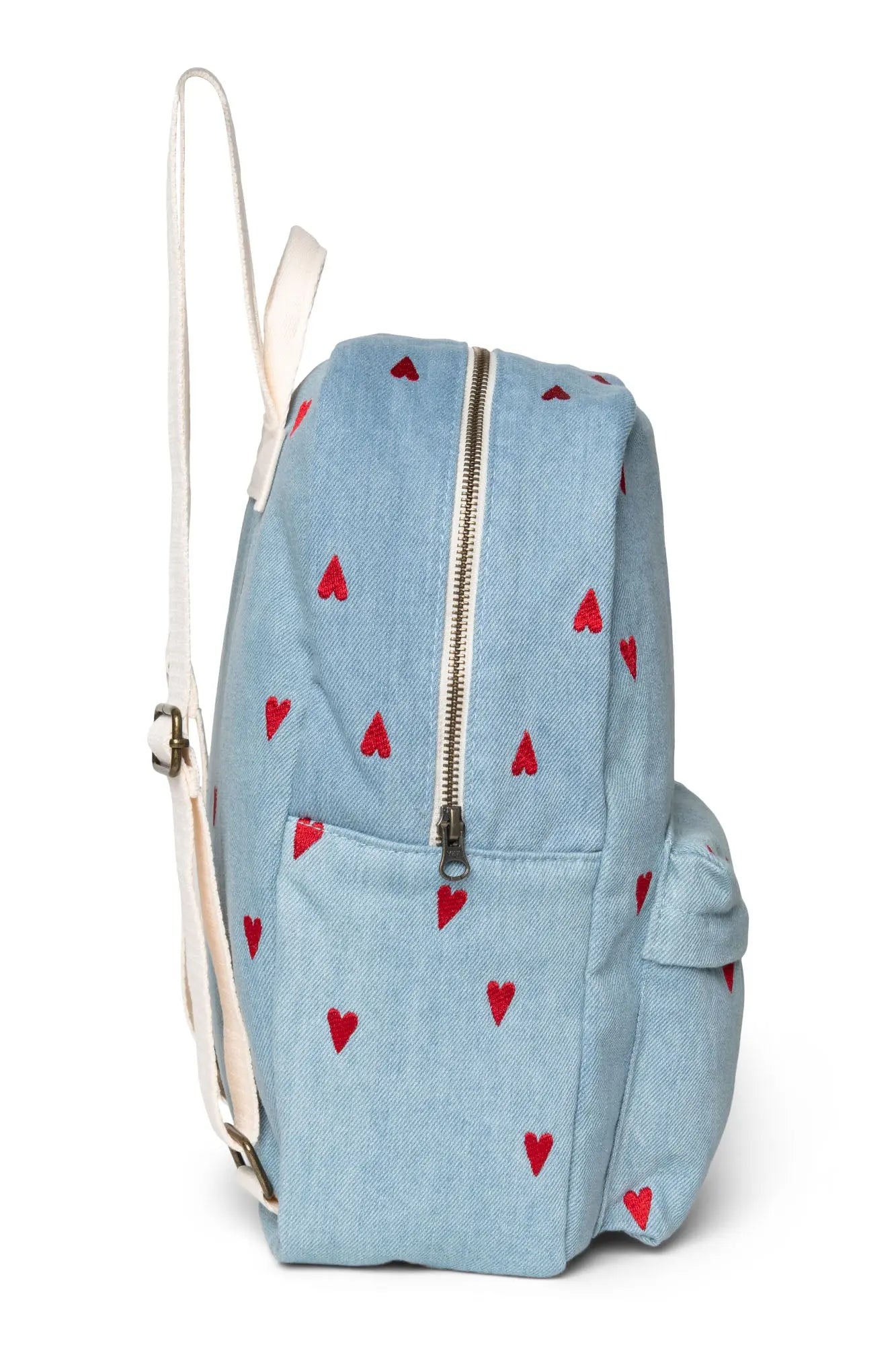 Studio Noos - Kinderrucksack Midi "Denim Hearts MIDI Backpack with Front Pocket" | denim hearts
