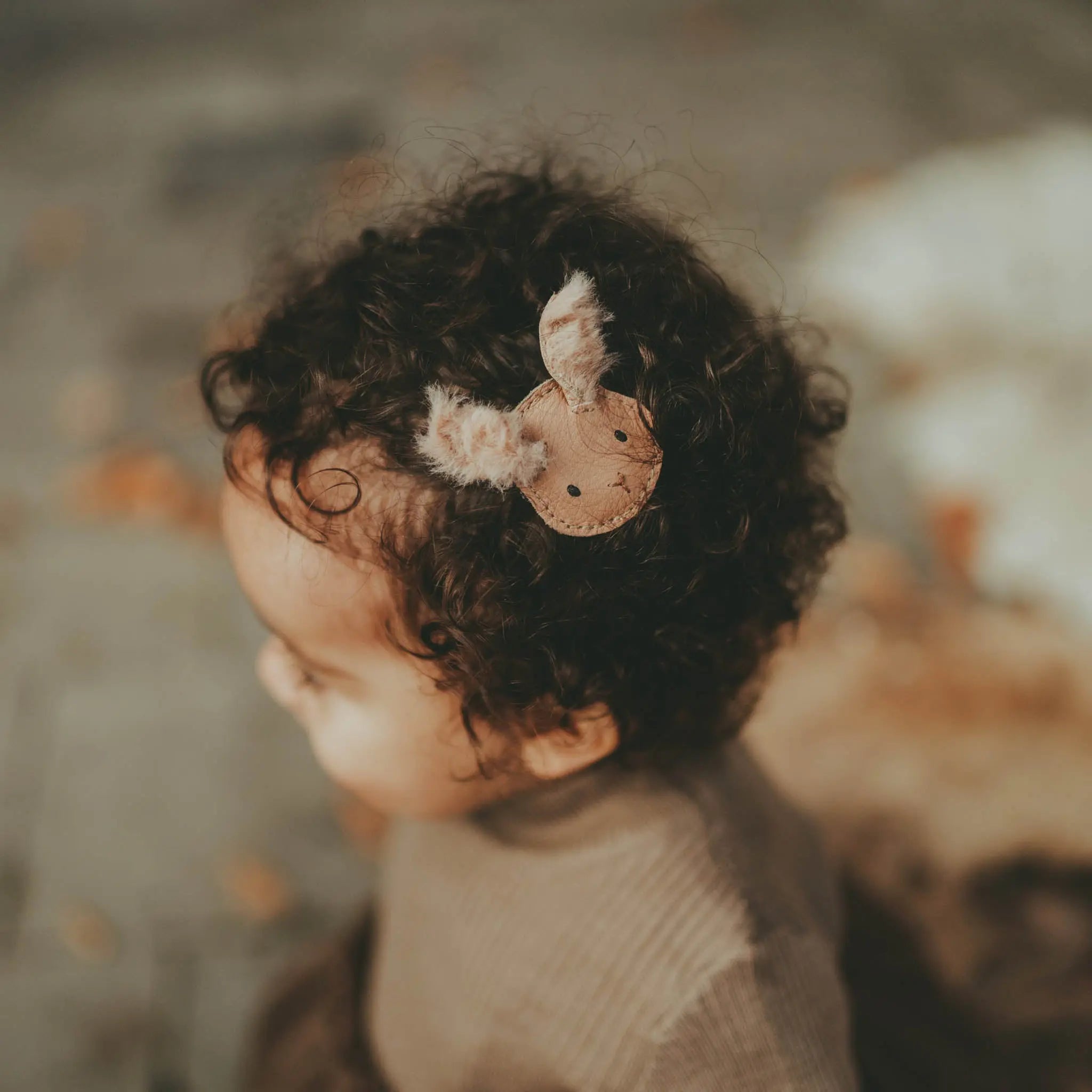 Donsje - Clip "Josy Exclusive Hairclip Fluffy Bunny" | light rust leather Donsje