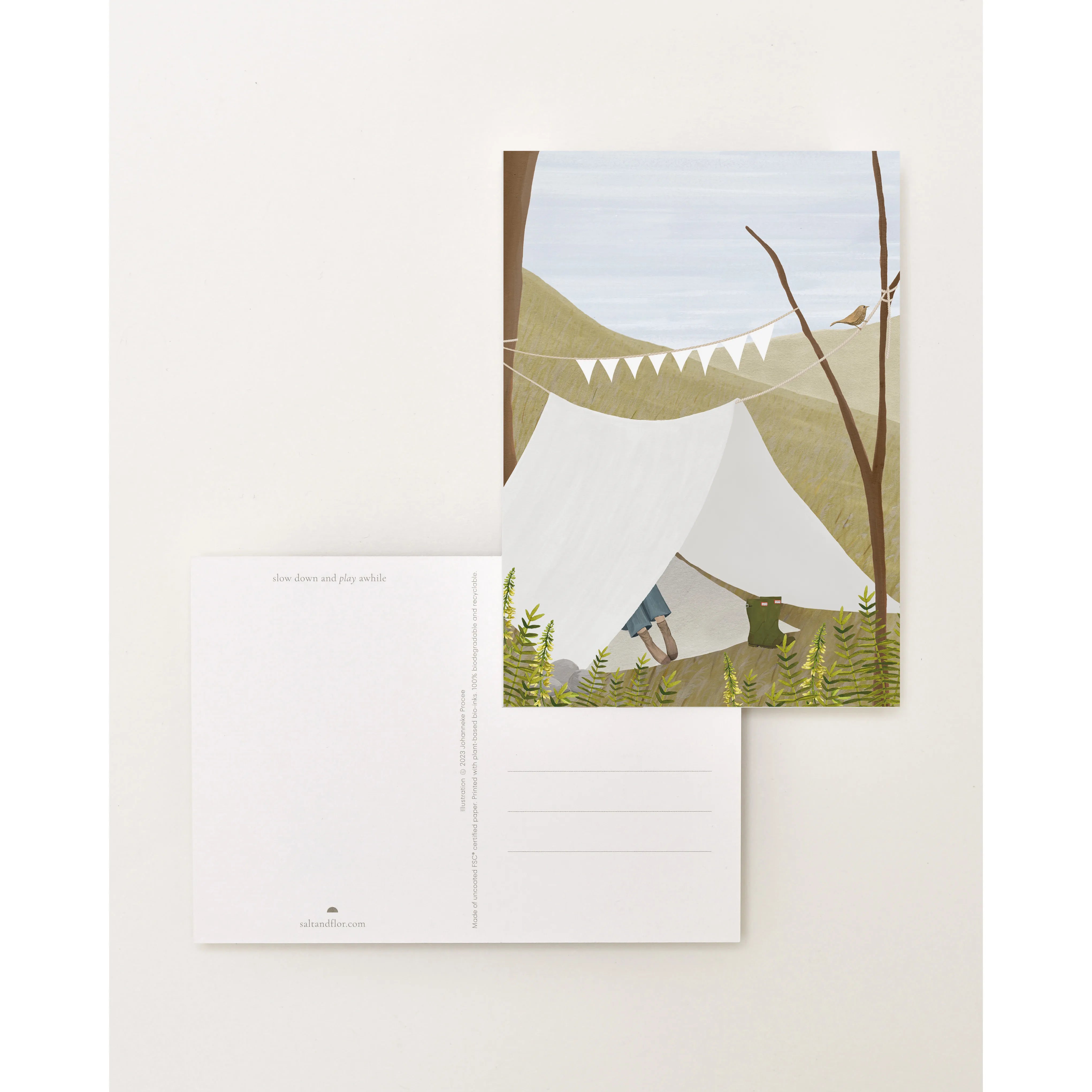 Sâlt + Flor - Grußkarte / Postkarte "Build a Hideout | Zelt"