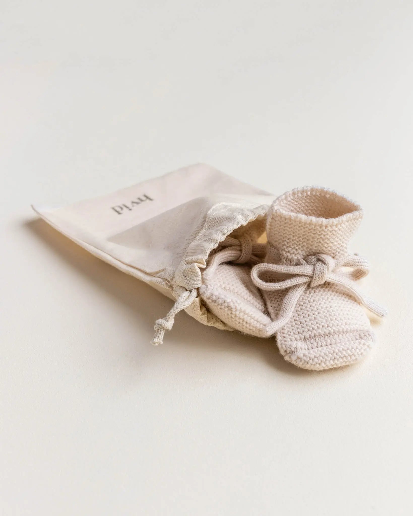 Hvid - Strickschühchen "Booties" | cream Hvid