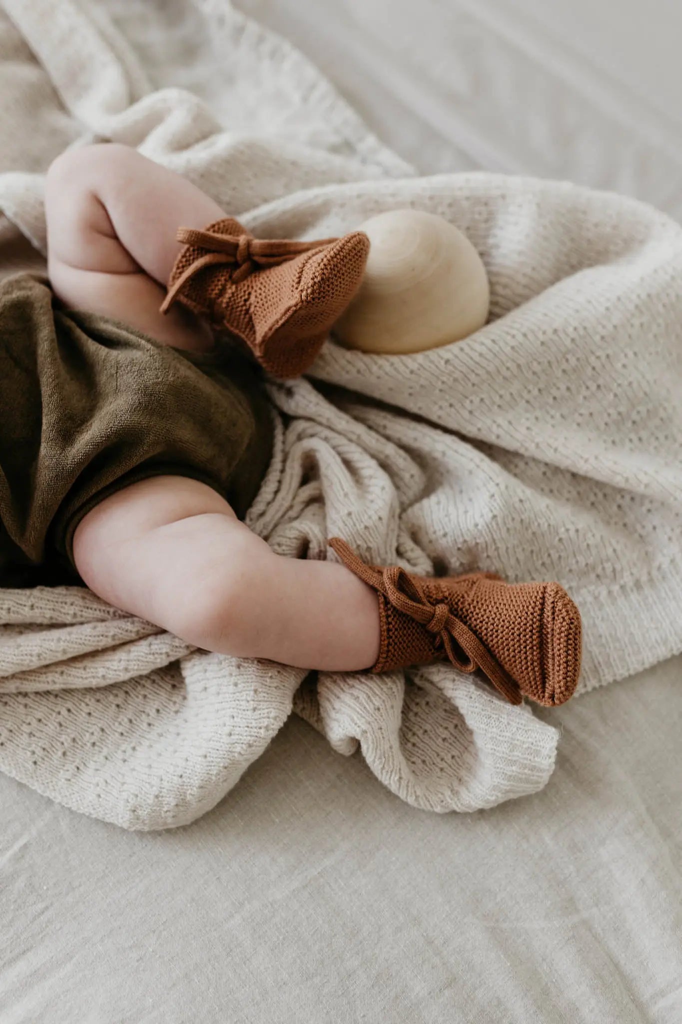 Hvid - Strickschühchen "Booties" | terracotta Hvid