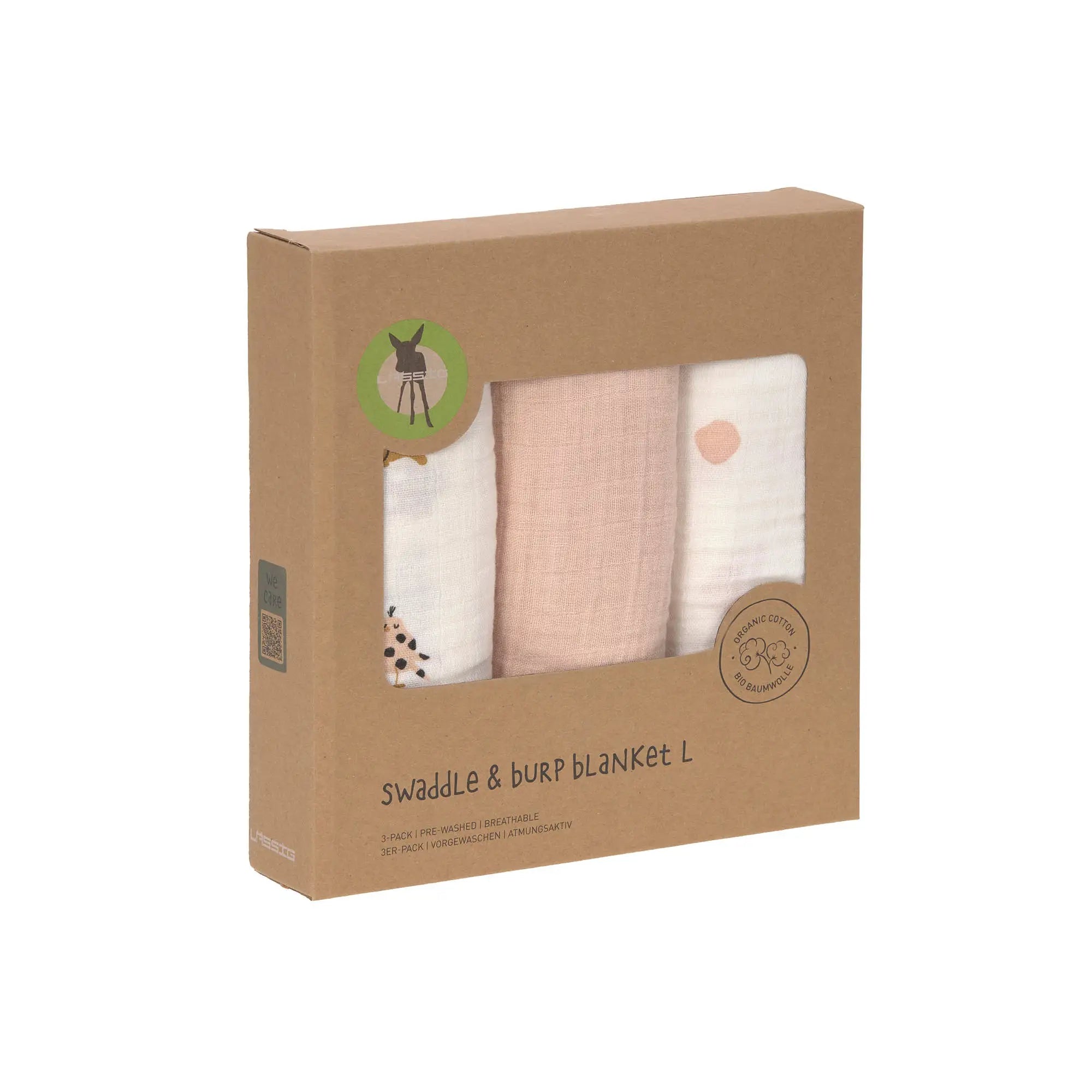 Lässig - Mulltücher 3er-Set "Swaddle & Burp Blanket L Little Mateys" | spicy orange