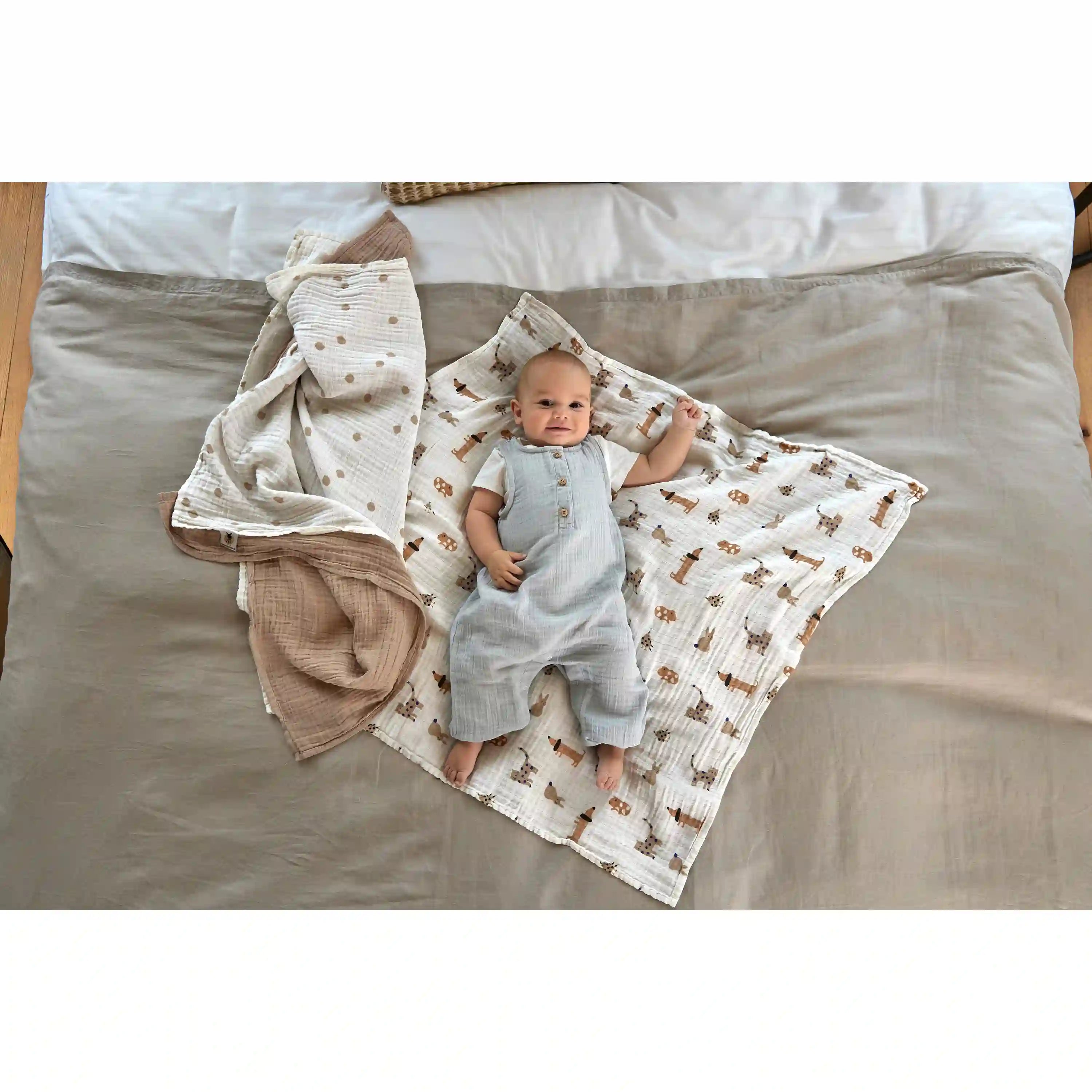 Lässig - Mulltücher 3er-Set "Swaddle & Burp Blanket L Little Mateys" | spicy orange