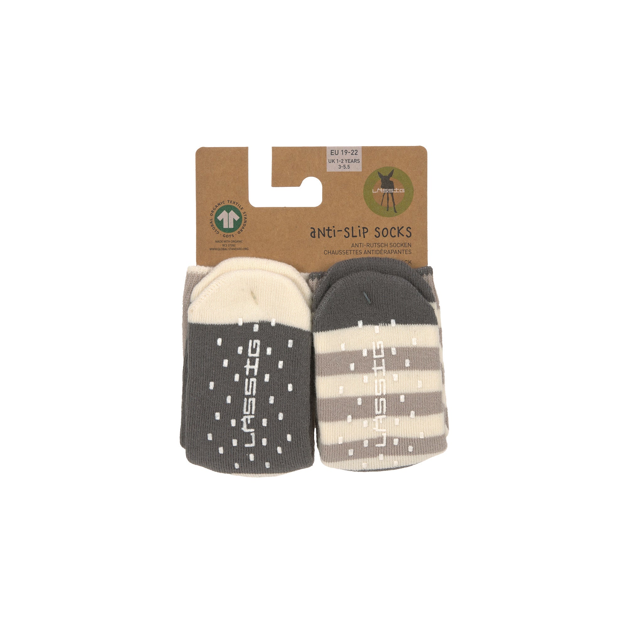 Lässig - Socken 2-er Pack "Anti-slip Socks GOTS 2 pcs assorted" | anthracite/taupe