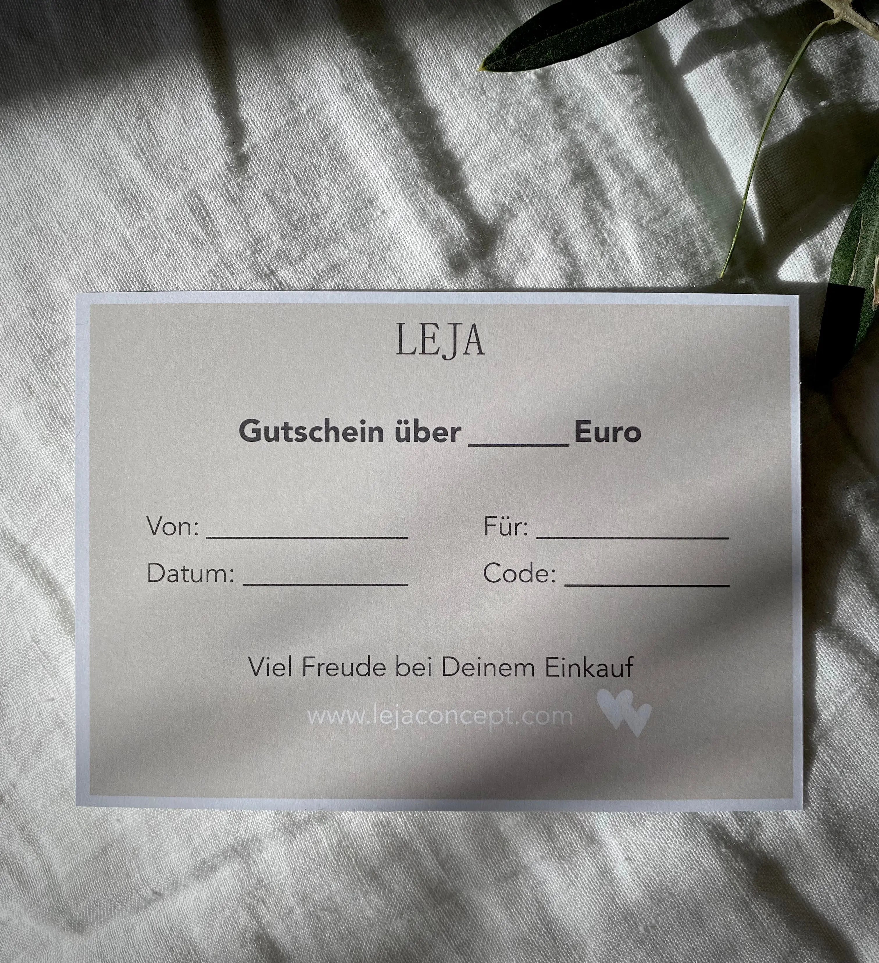 Leja Concept Store - Geschenkgutschein per Post Leja Concept Store