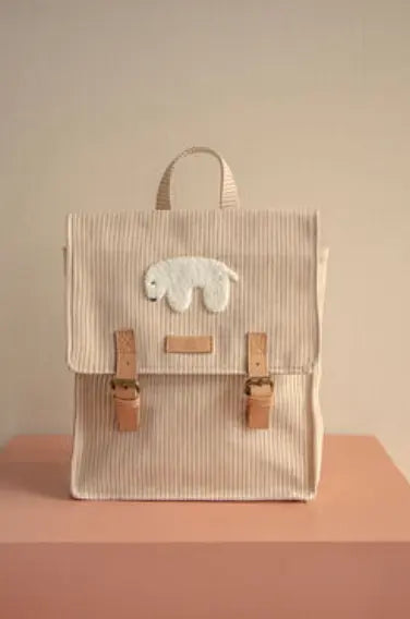 Nanami - Kinderucksack "Backpack - Stripe Puffed Polarbear" | natur/sand Eisbär Nanami