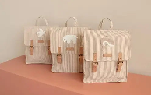 Nanami - Kinderucksack "Backpack - Stripe Puffed Polarbear" | natur/sand Eisbär Nanami