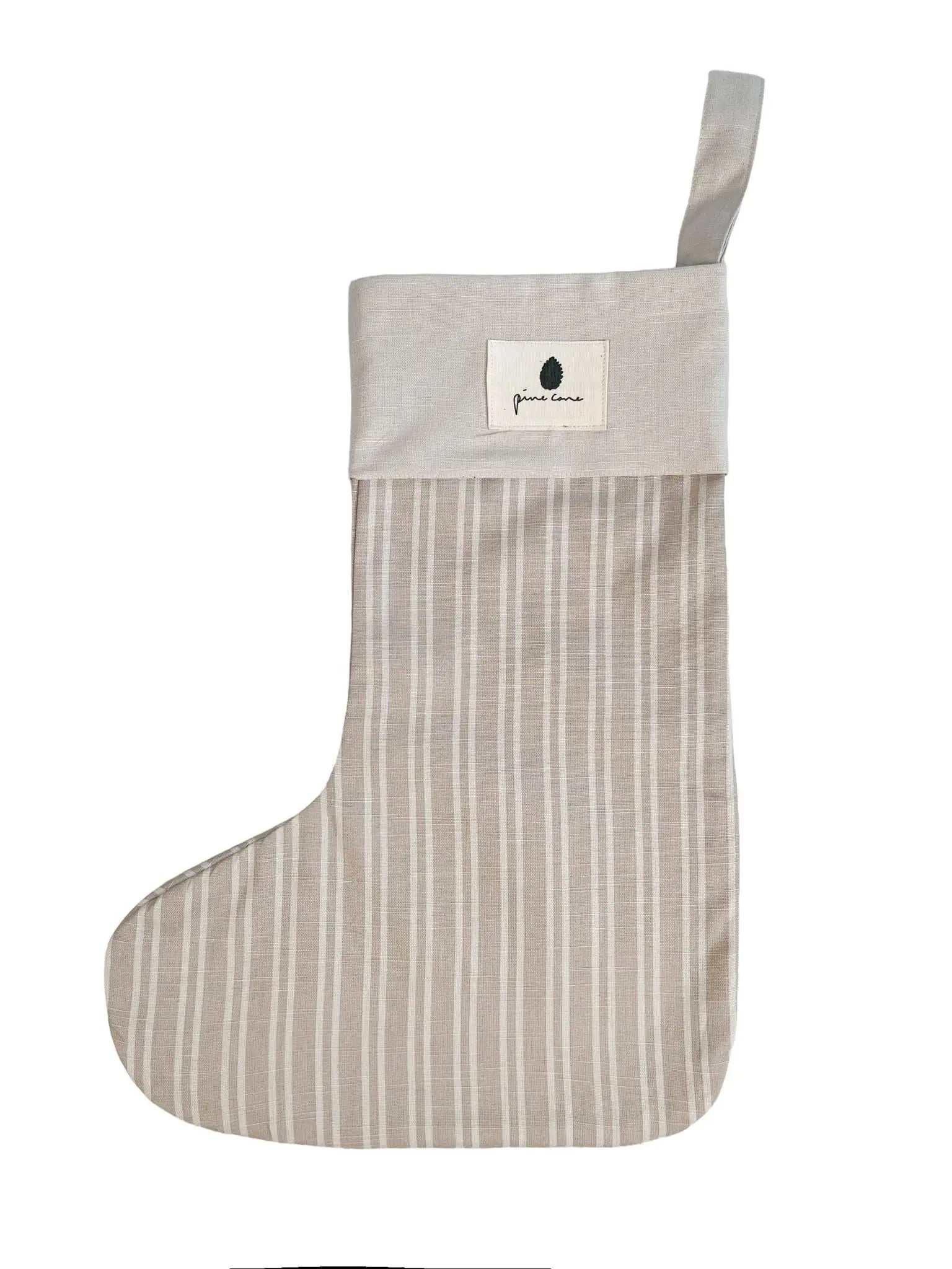 Pine Cone - Weihnachtsstrumpf "Grandma's Christmas Sock" | Beige Stripe Pine Cone
