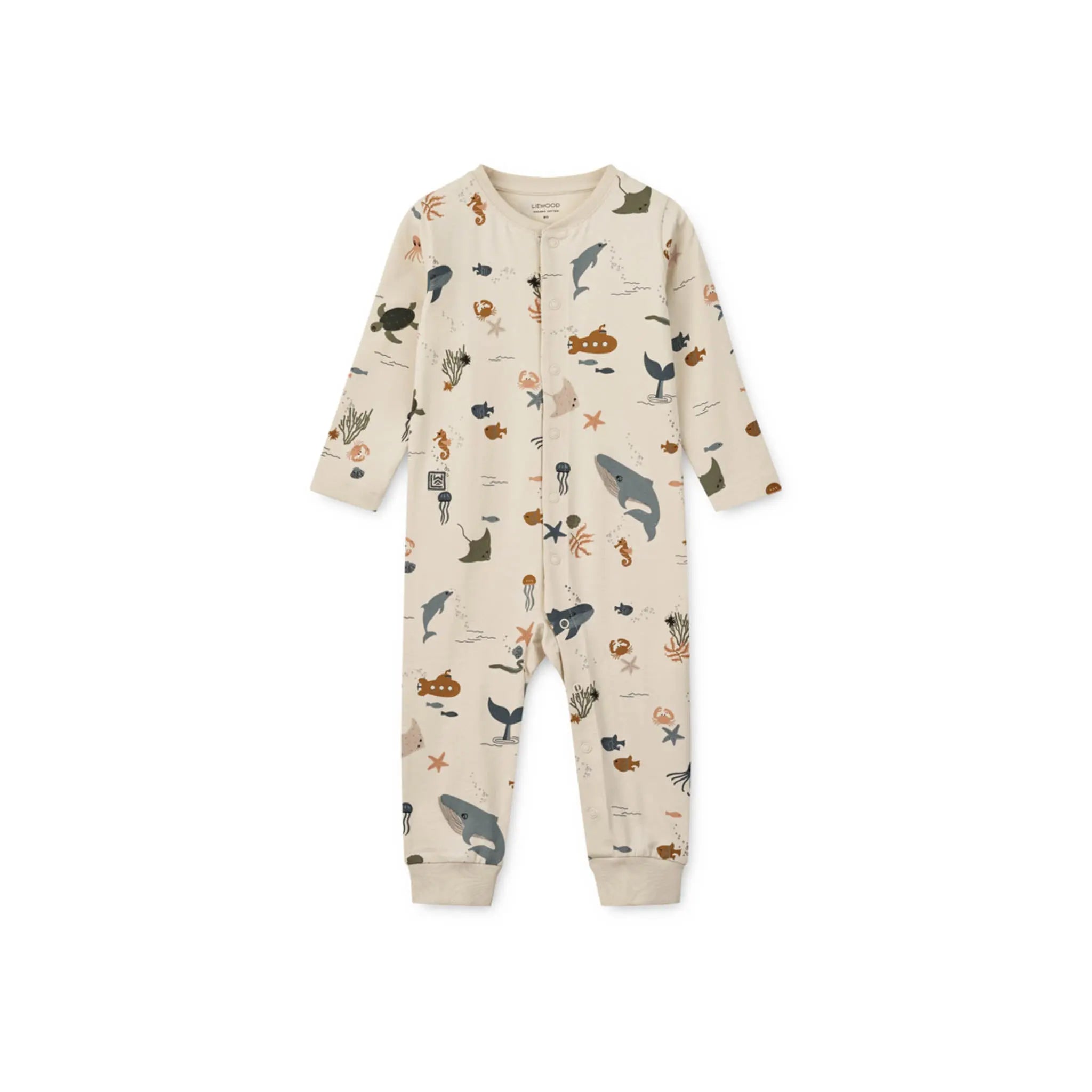 Liewood - Schlafromper "Birk Printed Pyjamas Jumpsuit" | Sea creature / Sandy Liewood