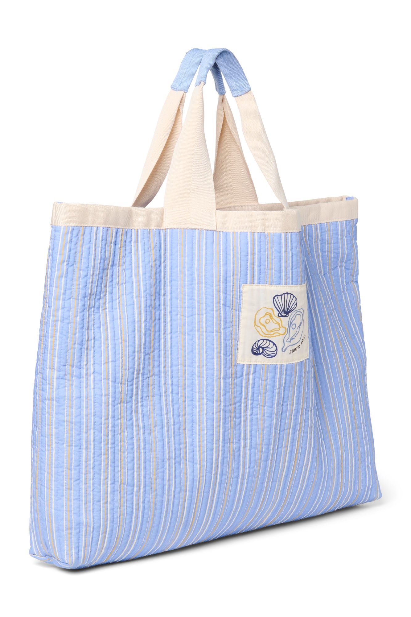 Studio Noos - Strandtasche "Serenity Cotton Striped Beach Bag" | hellblau gestreift