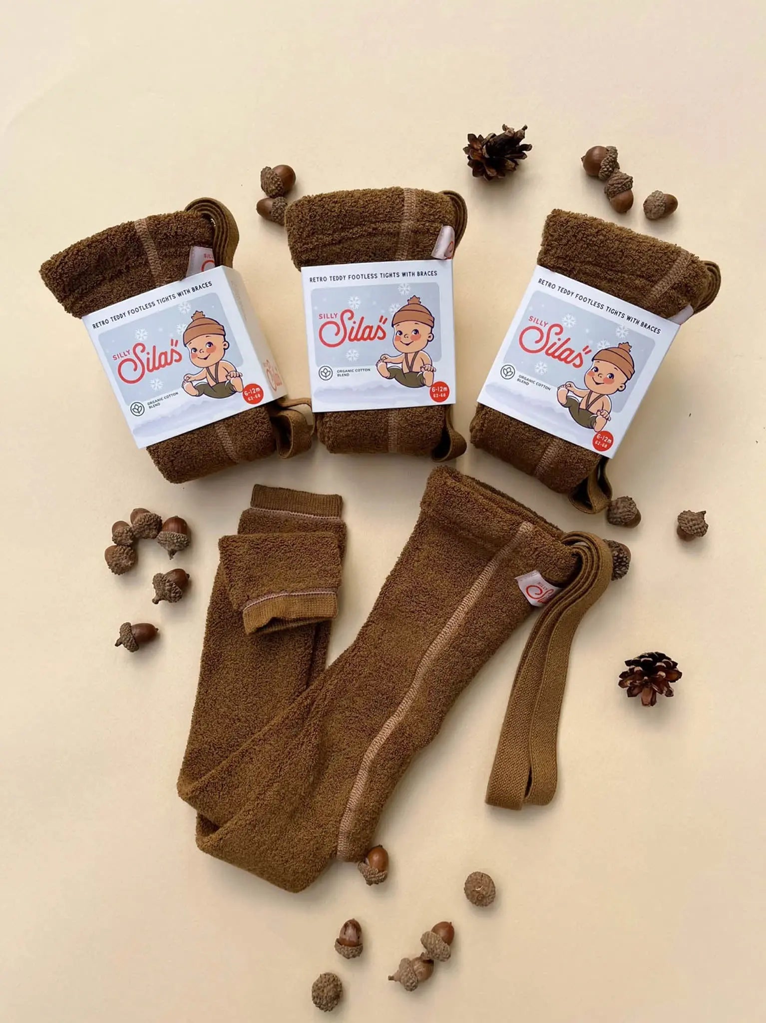 Silly Silas - Teddy Strumpfhose ohne Fuss "Teddy Warmy Footless Tights" | acorn brown Silly Silas