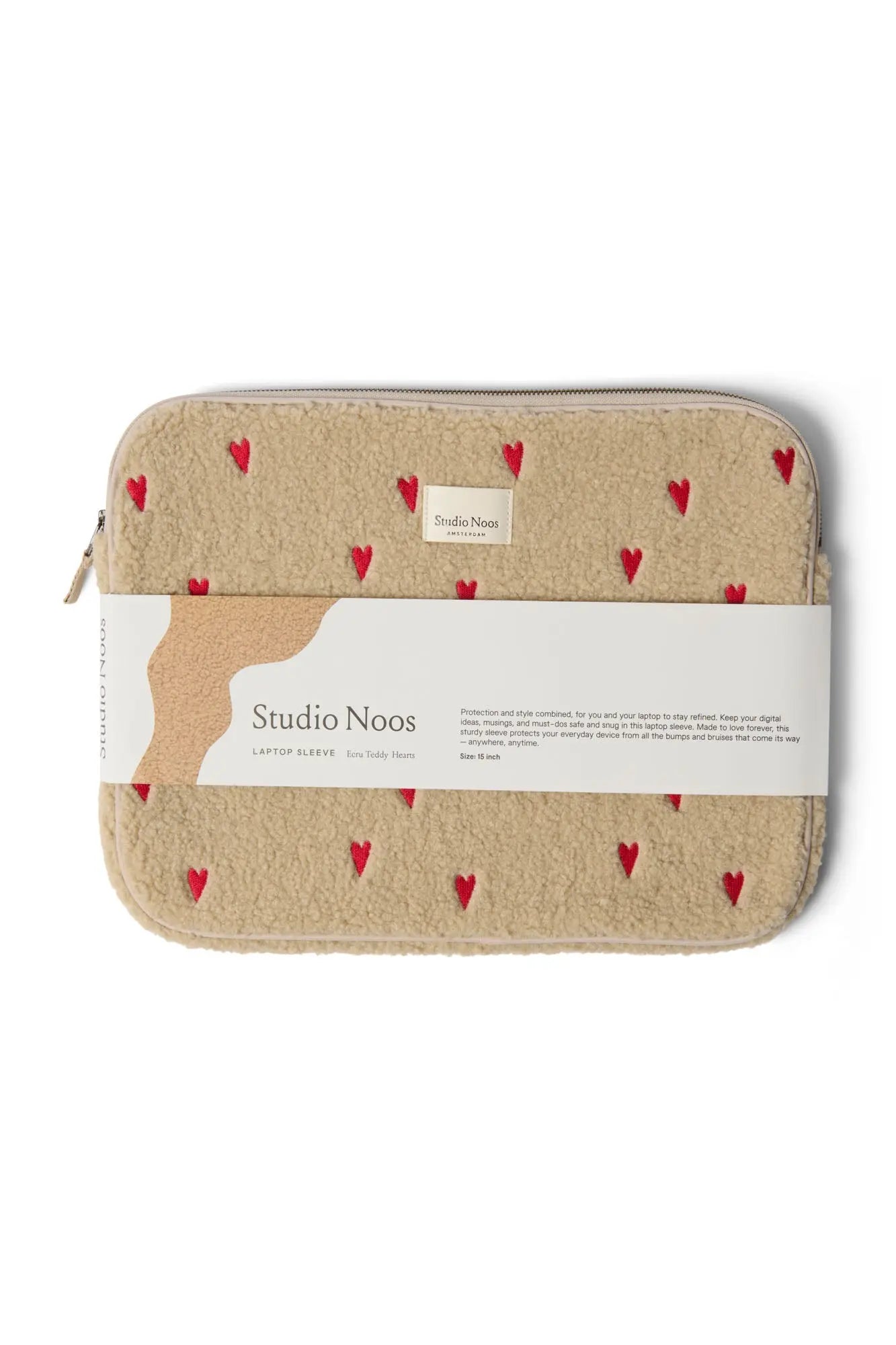 Studio Noos - Laptop Tasche 15inch "Ecru Teddy Hearts Laptop Sleeve 15 inch" | ecru teddy hearts Studio Noos