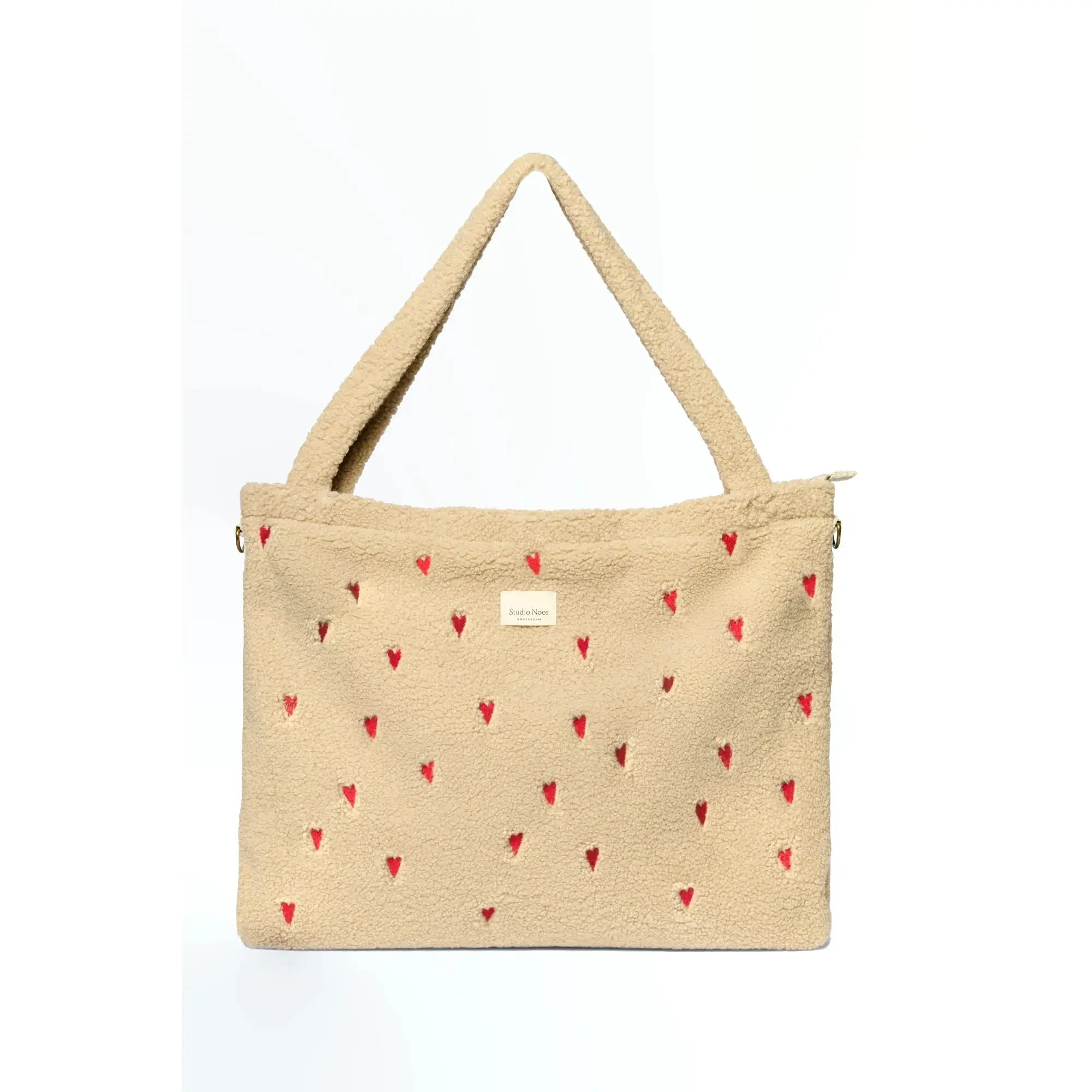 Studio Noos - Wickeltasche "Diaper Bag Ecru Teddy Hearts" | ecru hearts Studio Noos