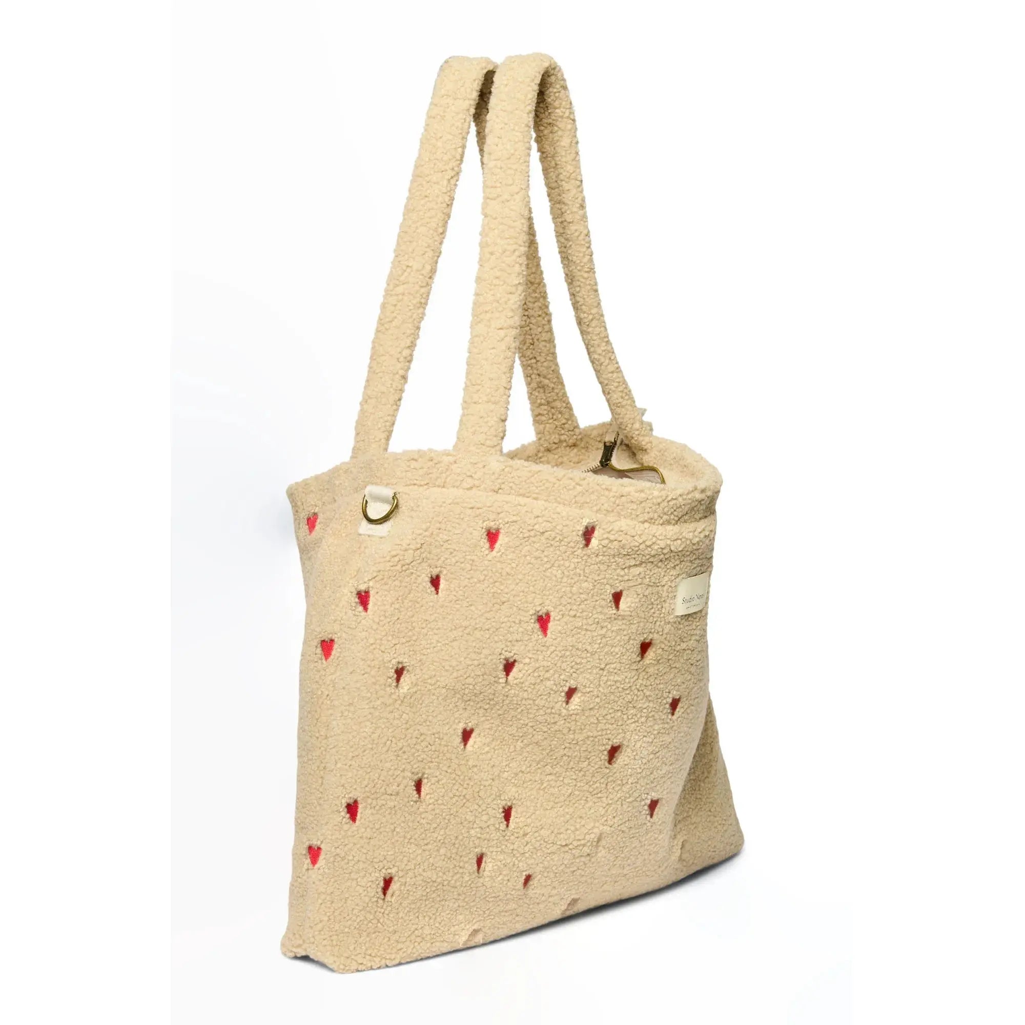 Studio Noos - Wickeltasche "Diaper Bag Ecru Teddy Hearts" | ecru hearts Studio Noos
