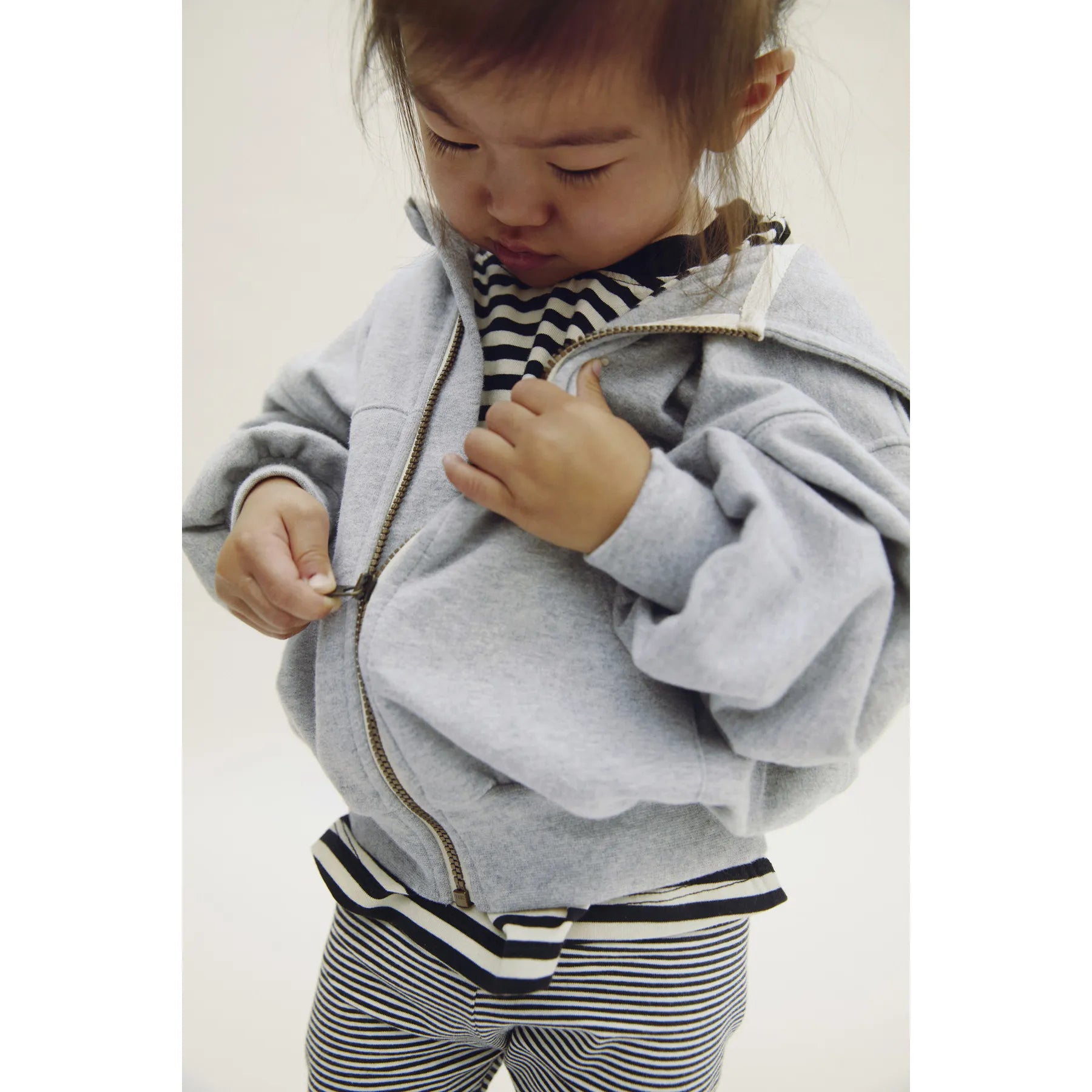 Gray Label - Cardigan "Hooded Cardigan w/ Zip GOTS" | gray melange