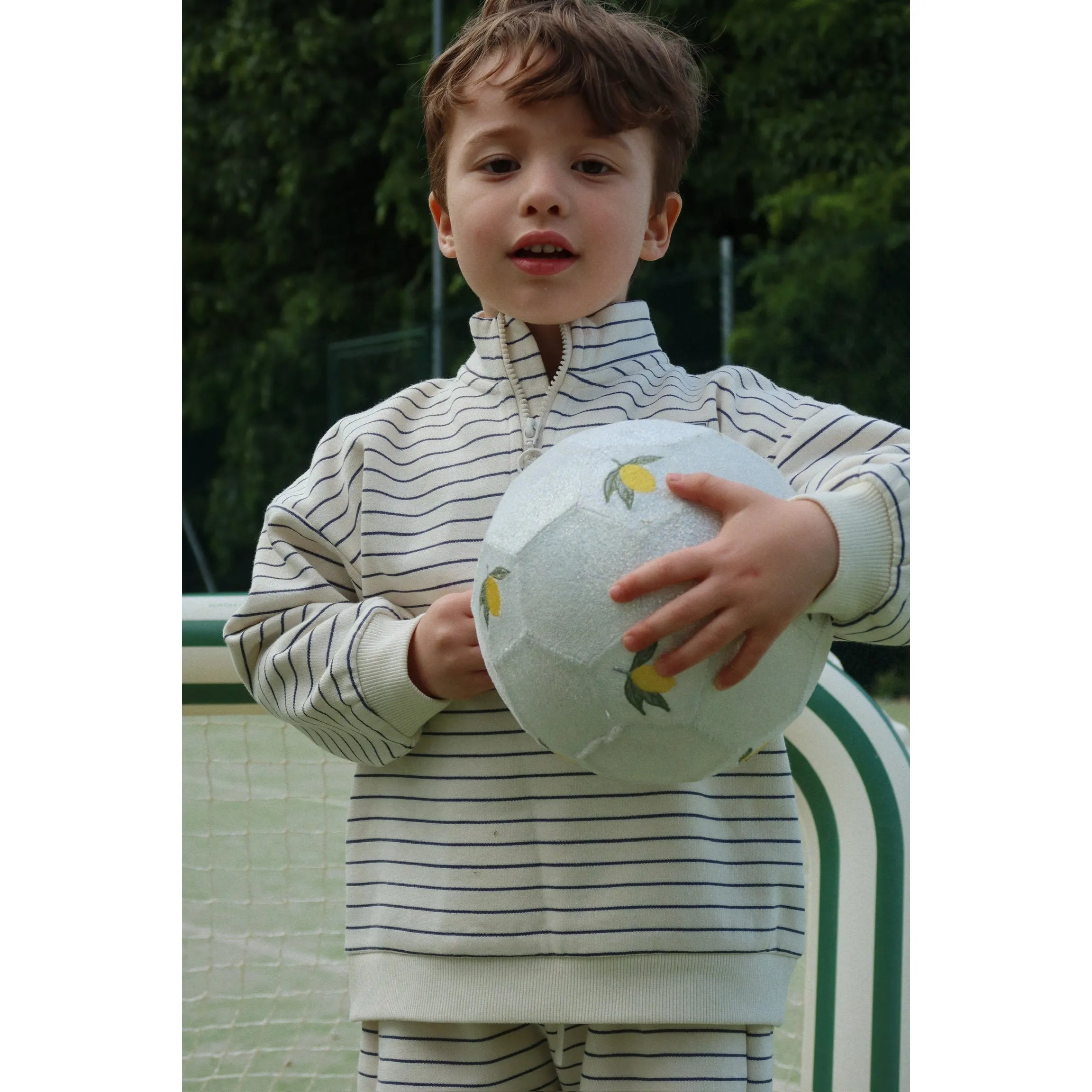 Konges Sløjd - Sweatshirt "LOU STRIPE HALF ZIP SWEAT OCS" | flintstone stripe