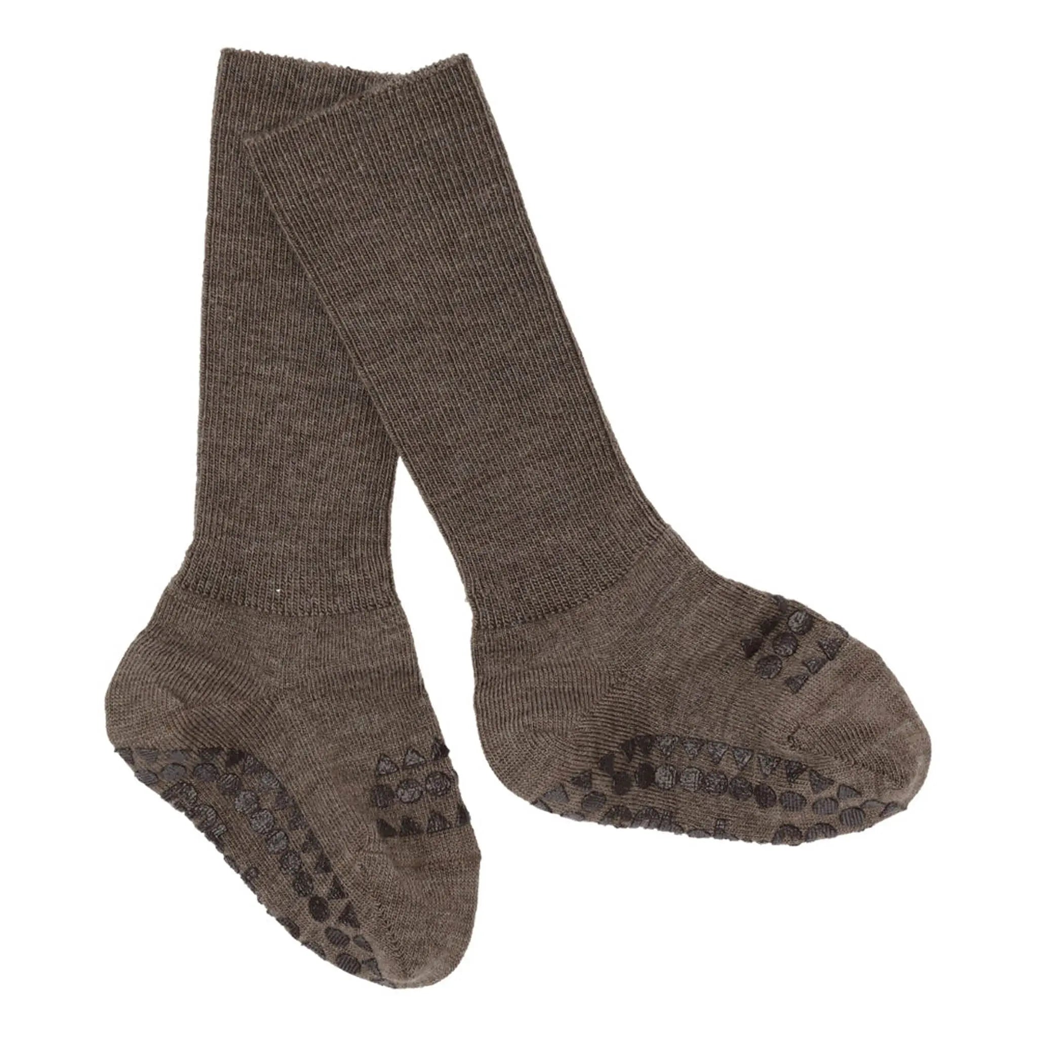 GoBabyGo - Antirutsch-Socken aus Wolle "Non-Slip Socks Wool" | brown melange - Leja Concept Store