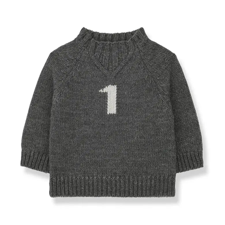 1 + in the Family - Pullover "LEO" | grey 1+ in the family