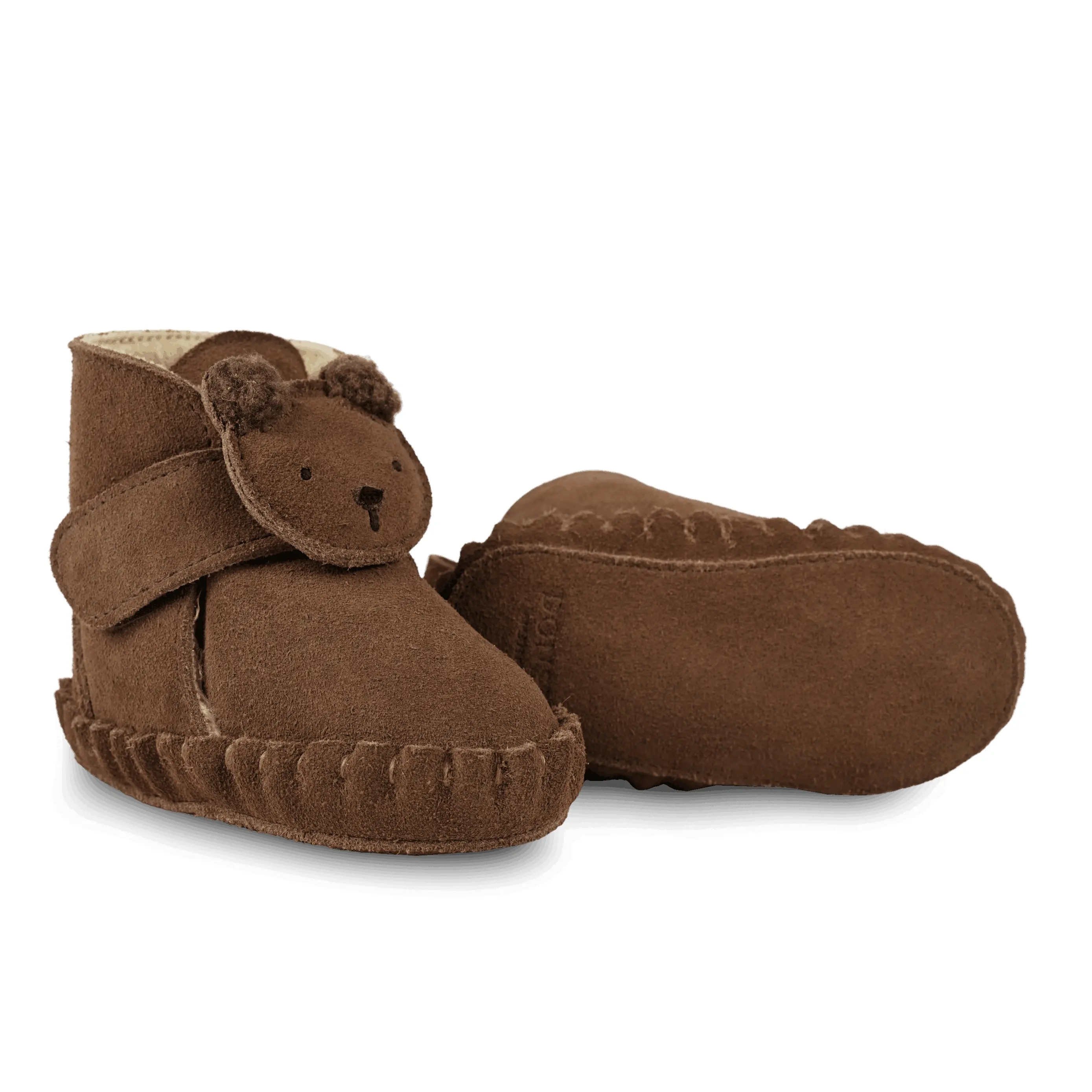 Donsje - Schühchen "Pouty Booties  Fluffy Bear" | teddy brown suede