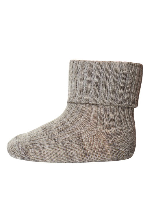 mp Denmark - Socken "Wool Rib Baby Socks" | light brown melange - Leja Concept Store