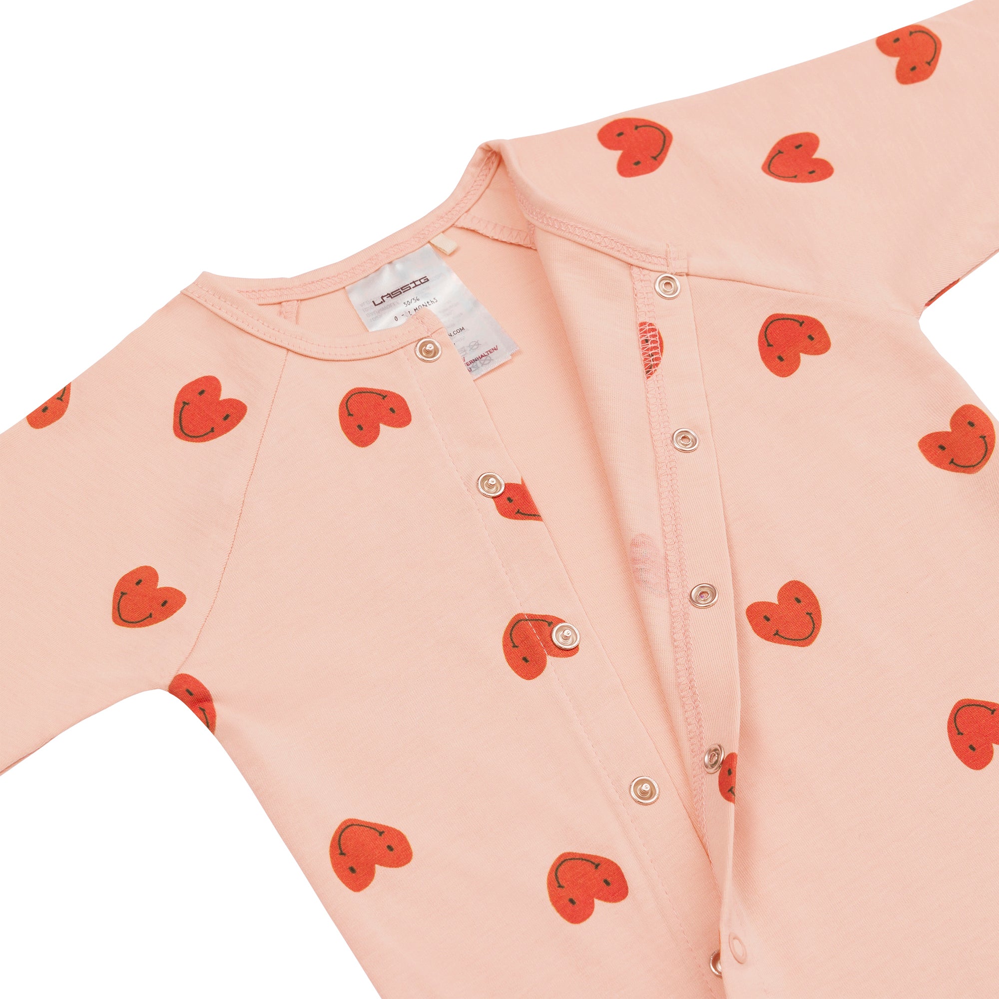 Lässig - Schlafoverall "Romper GOTS Heart" | Herzen / Rosa