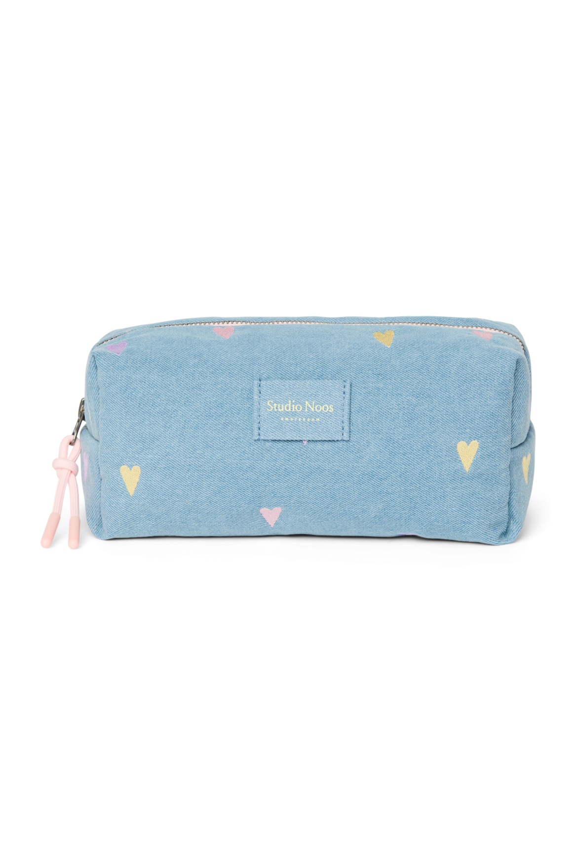 Studio Noos - Kosmetiktasche "Denim Pouch" | light blue denim hearts