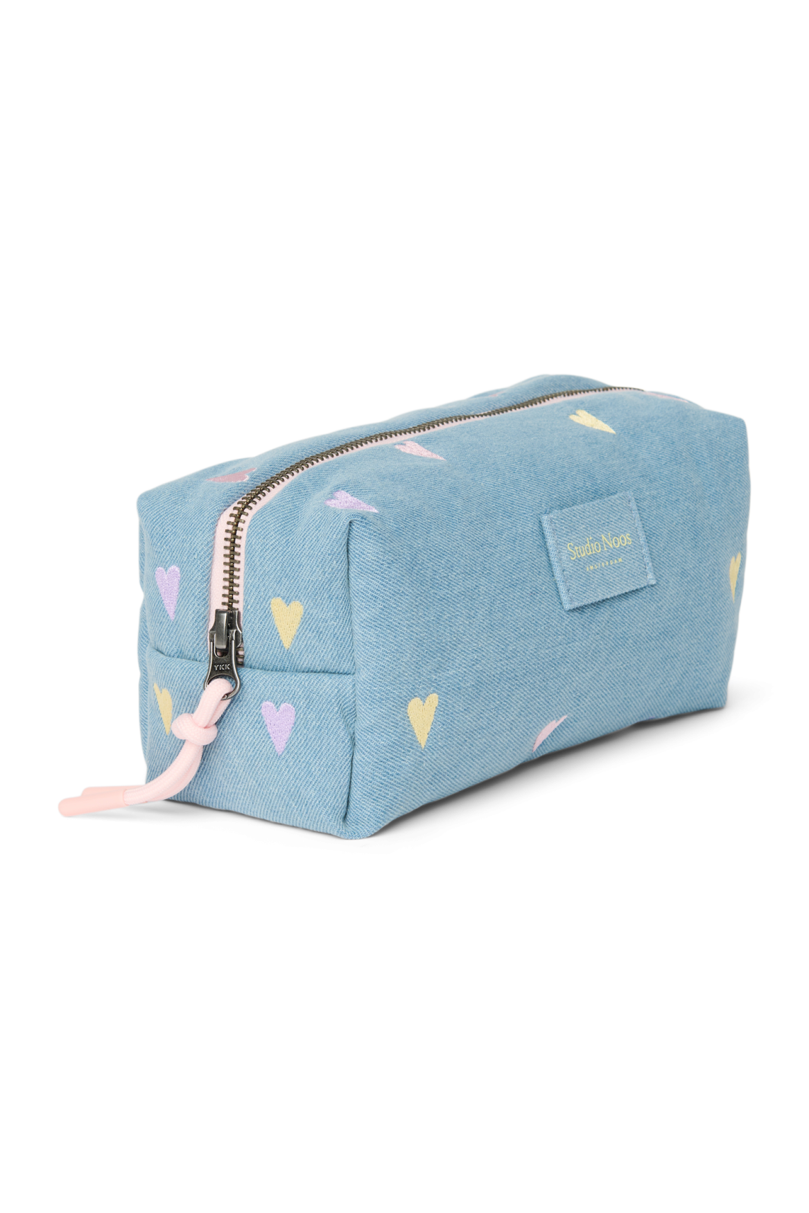 Studio Noos - Kosmetiktasche "Denim Pouch" | light blue denim hearts