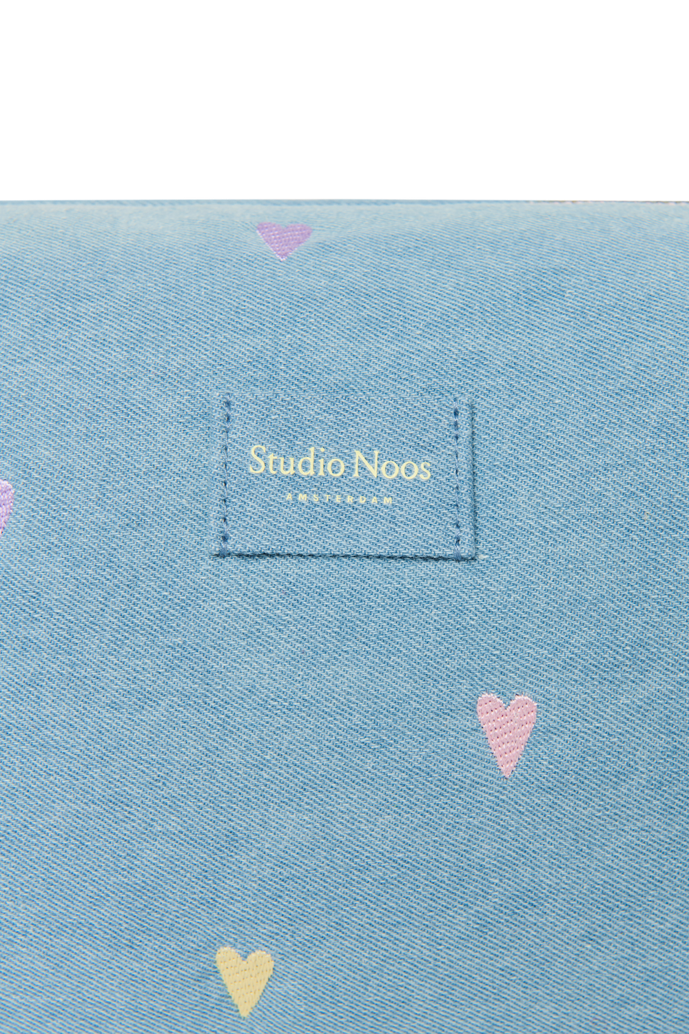 Studio Noos - Kosmetiktasche "Denim Toiletry Bag" | light blue denim hearts