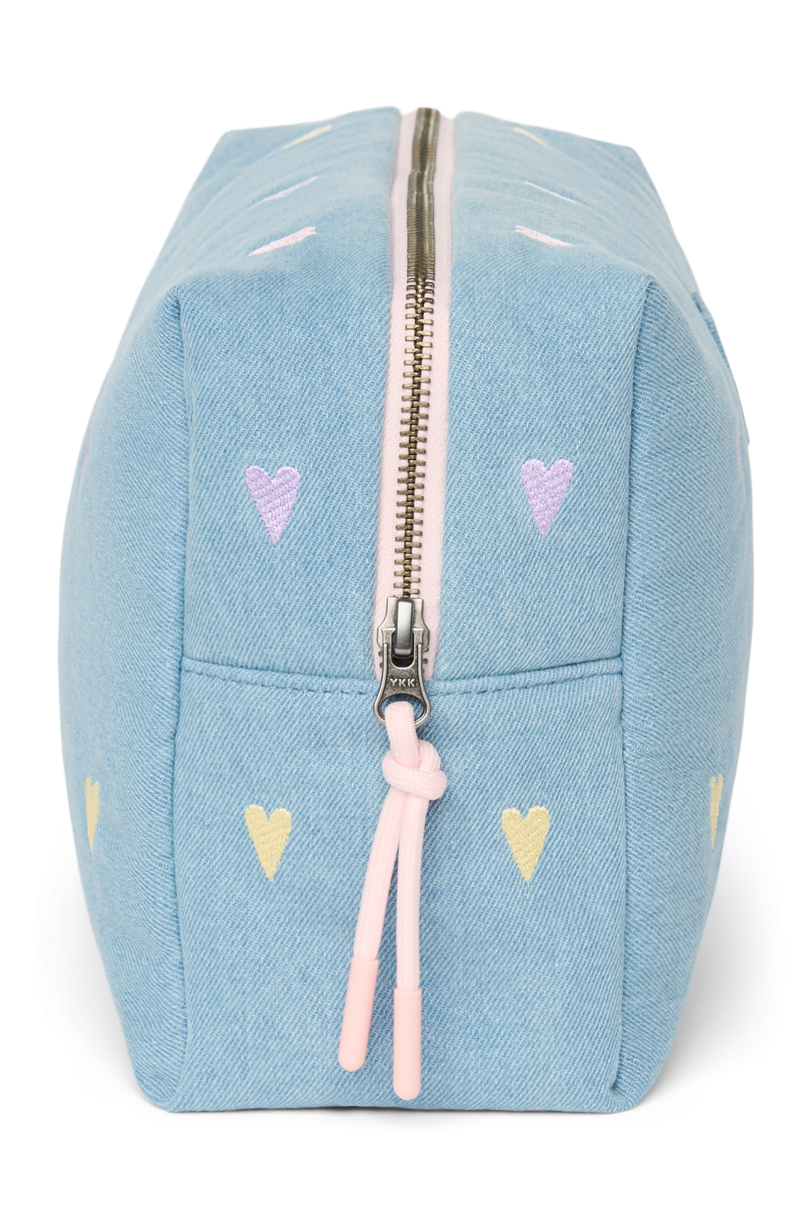 Studio Noos - Kosmetiktasche "Denim Toiletry Bag" | light blue denim hearts
