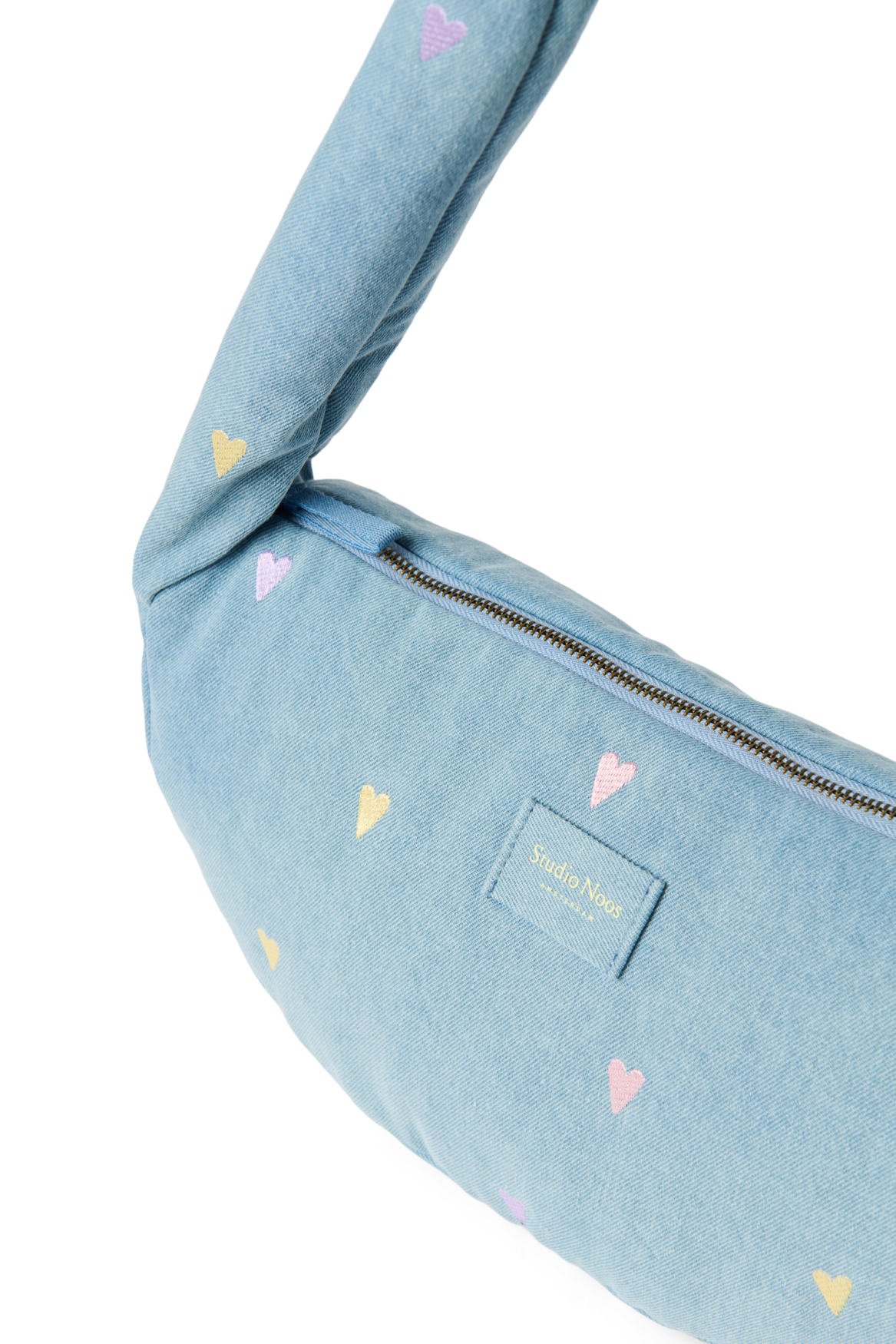 Studio Noos - Tasche "MINI light blue denim hearts Cross Body Bag" | light blue denim hearts