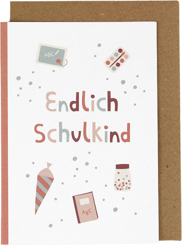 Ava & Yves - Klappkarte zur Einschulung "Malkasten - Endlich Schulkind" | rose