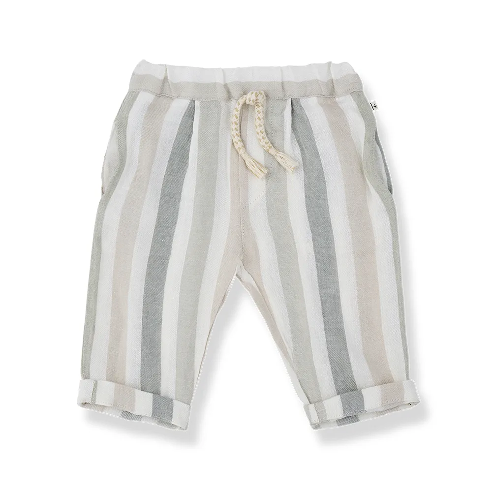 1 + in the Family - Hose "REGENCOS Striped Linen" | beige