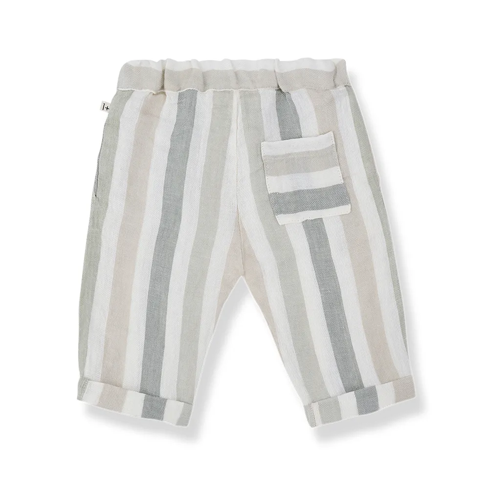 1 + in the Family - Hose "REGENCOS Striped Linen" | beige