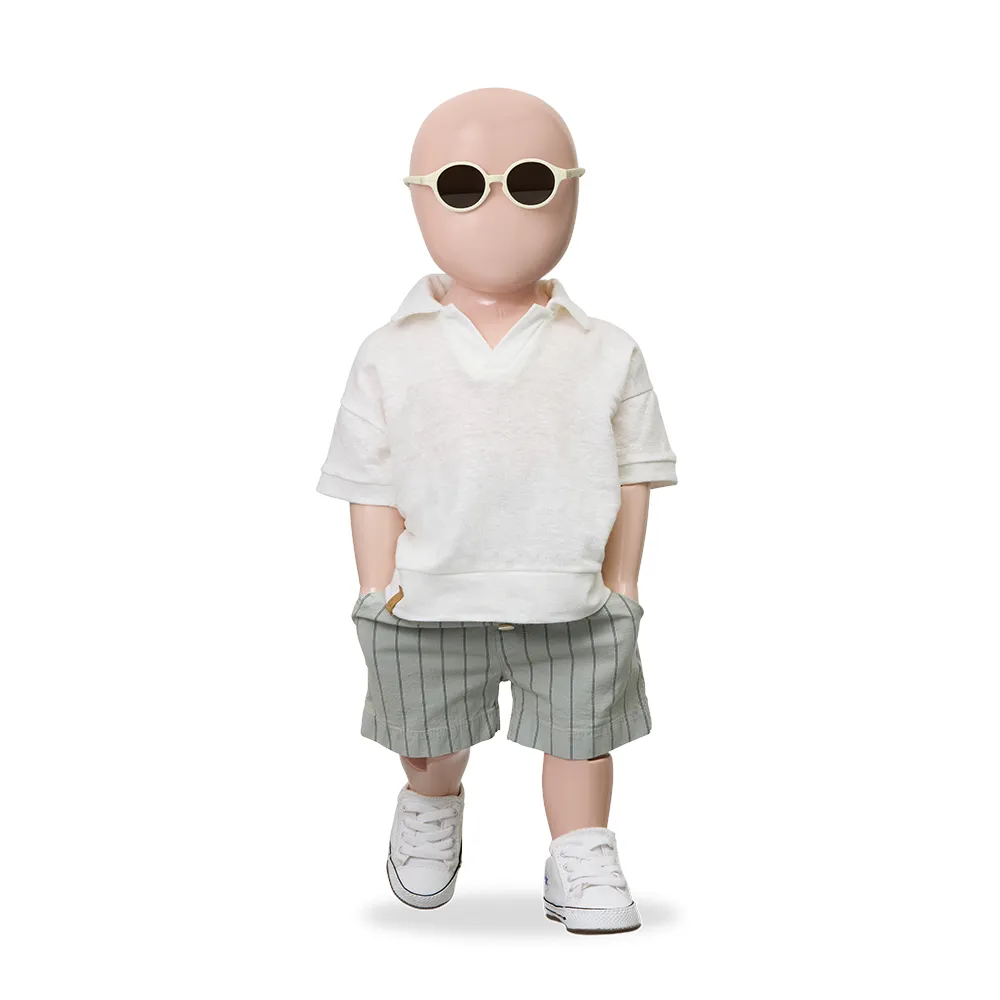 1 + in the Family - Polohemd mit kurzen Ärmeln "VAJOL Plain Linen Jersey" | off-white
