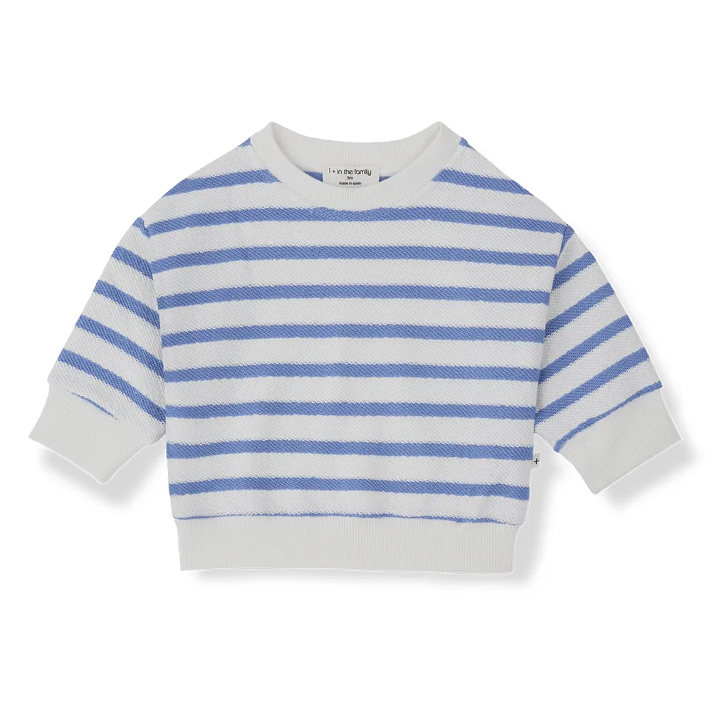 1 + in the Family - Pullover "MARROIG Striped French Fleece" | ultramarine