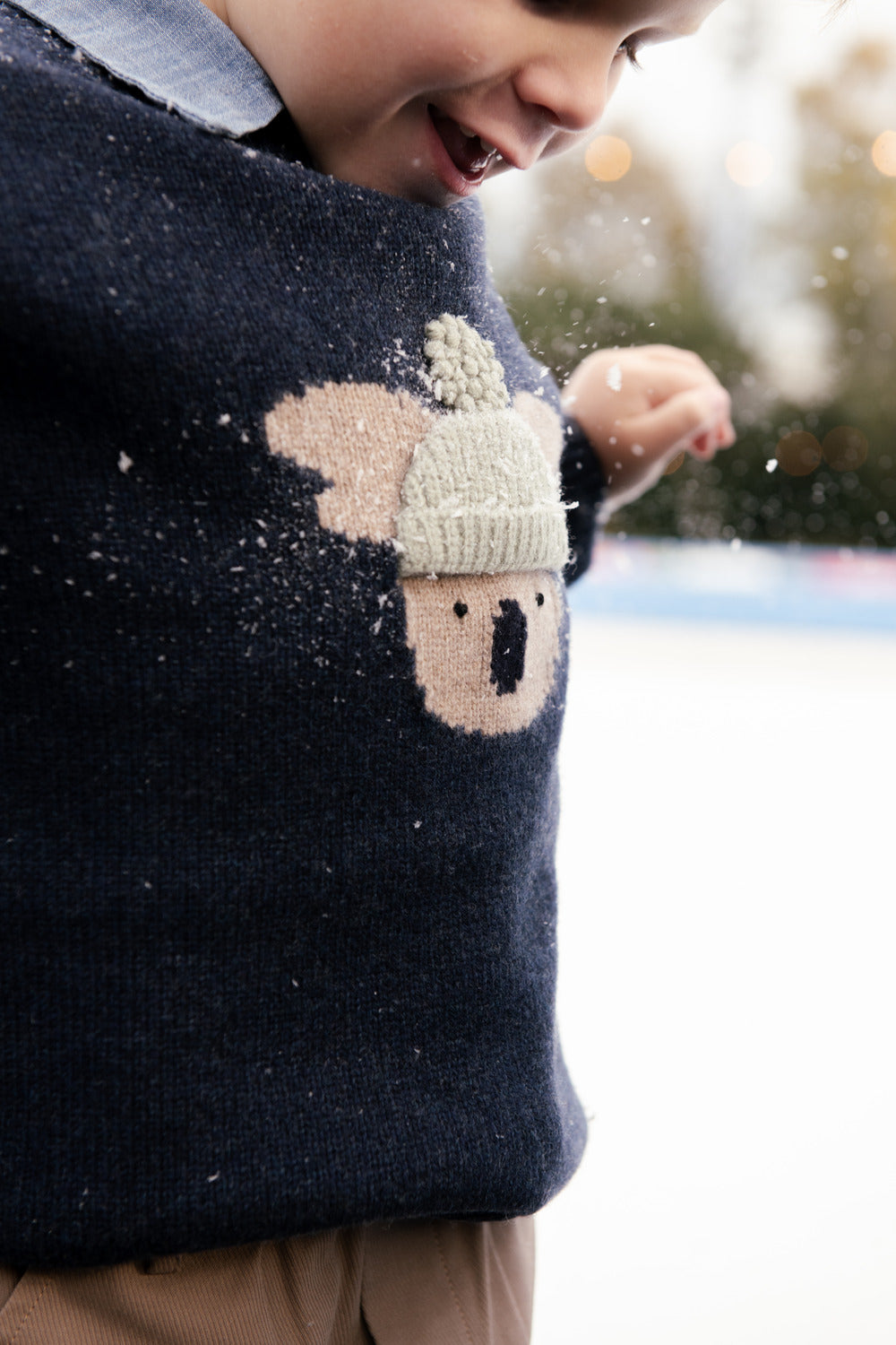 Donsje -  "Denn Merino Wool Sweater  Koala" | Blue Marine Melange