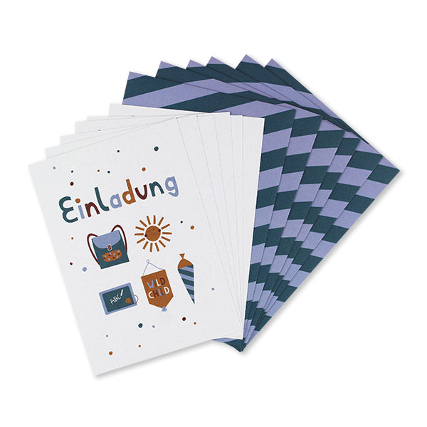 Ava & Yves - Einladungskarten-Set zur Einschulung „Adventure“
