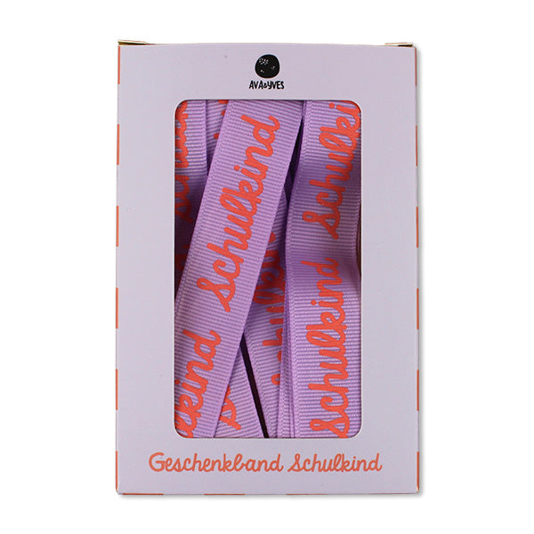 Ava & Yves - Geschenkband-Set „Schulkind“ | flieder/rosa