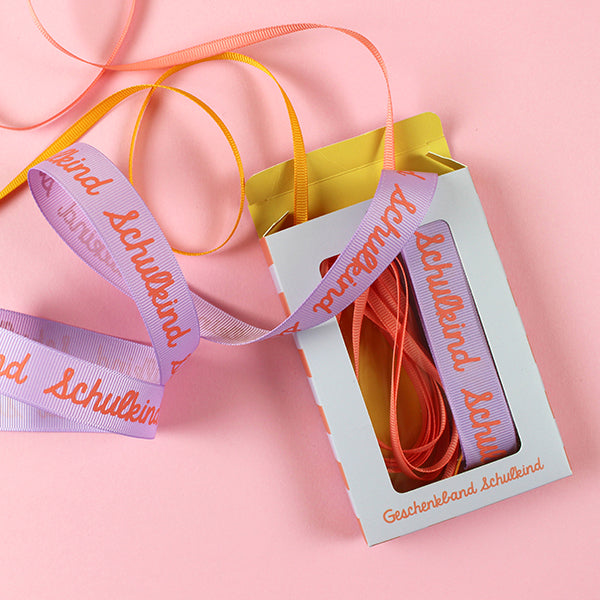 Ava & Yves - Geschenkband-Set „Schulkind“ | flieder/rosa