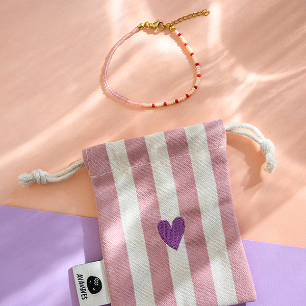 Ava & Yves - Perlenarmband mit Säckchen | rosa creme