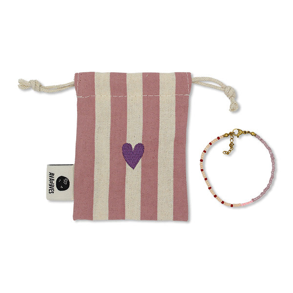Ava & Yves - Perlenarmband mit Säckchen | rosa creme